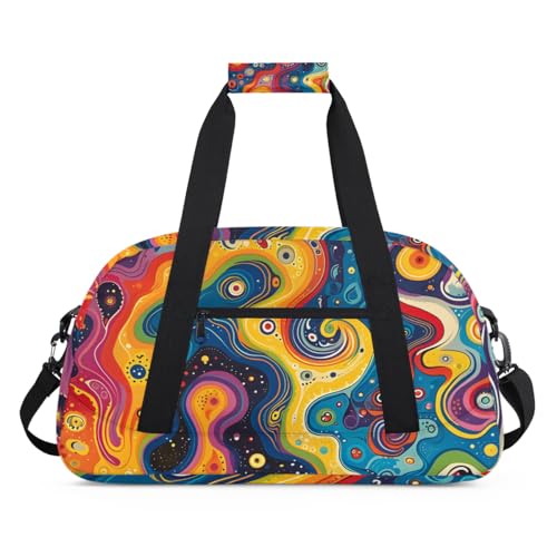 Fluid Print Gym Travel Duffle Bag for Women & Men with Front Zipper Pocket for Sports, Overnight, Weekender, Carry On,Workout & Dance Bag,18.9 * 8.7 * 10.6 in