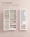 SONGMICS Schmuckschrank hängend, Wandspiegel, 6 LED-Glühbirnen, abschließbarer Spiegelschrank, Wandschrank, Wandmontage, an der Tür hängend, weiß mit Holzmaserung-beige JJC093W01, 10x20 cm