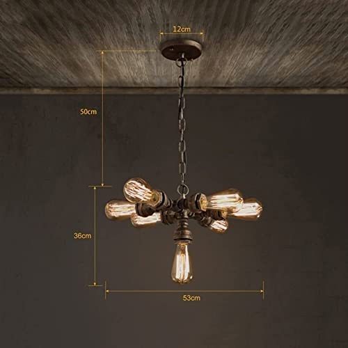 Lámpara steampunk de hierro marrón con cadena ajustable 6