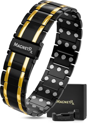 MagnetRX Titanium Magnetic Bracelet - 3X Strength (Black/Gold)