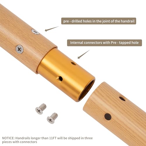 16 FT Modern Aluminum Handrail Set, handrails for Indoor Stairs,Deck,Slope, Wall Mounted Staircase handrails, Zink Alloy Brackets Included,Rust Free. (Cherry Wood Grain, 16 FT) by Picesa - Image 5