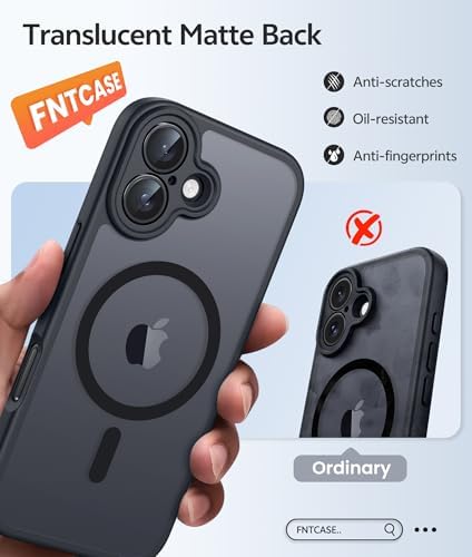 FNTCASE for iPhone 17 Case, Fit for Magsafe, Screen Protector, Black - 5