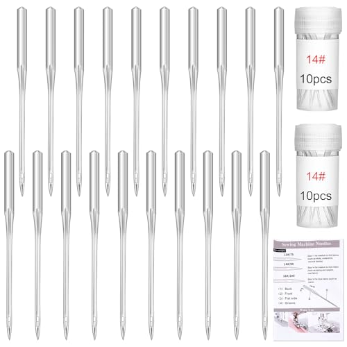 20 Pcs Sewing Machine Needles 90/14 Universal Machine Needles with Instruction Sharp Sewing Needles for Home Sewing Machine