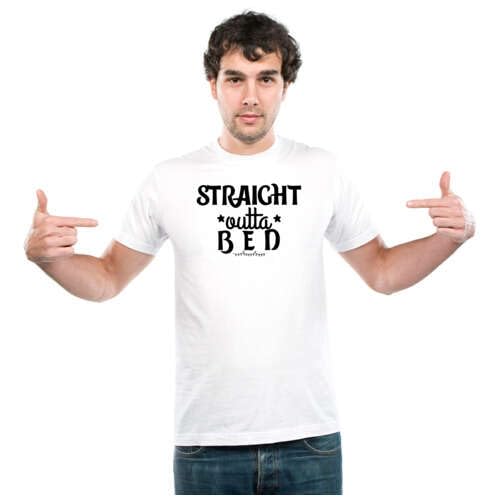 udnag Unisex Round Neck Graphic 'Sleep | Straight Outta B E D' Polyester T-Shirt White [Size 2YrsOld/22in to 7XL/56in]-picture-11