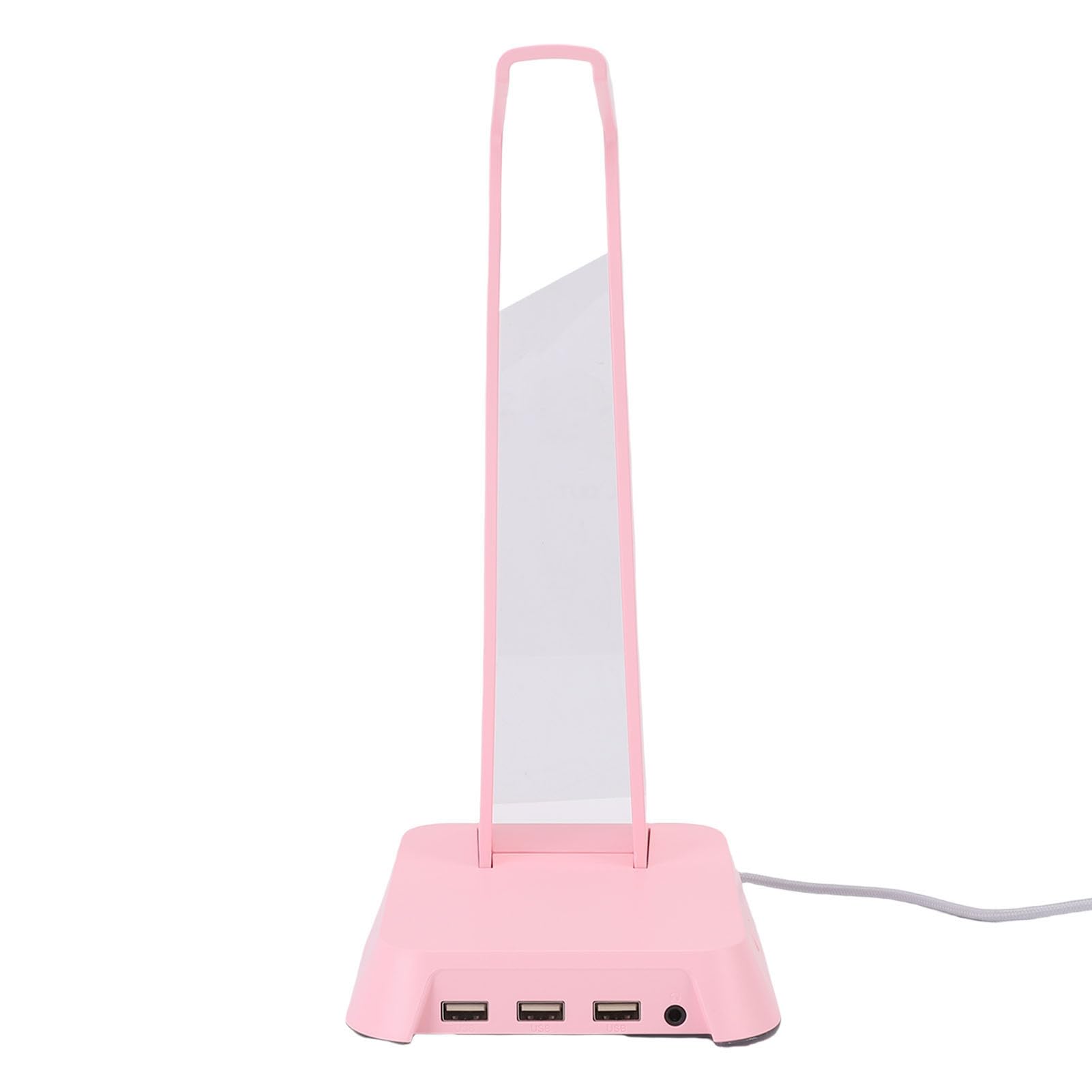 PUSOKEI Supporto per Cuffie da Gioco Multifunzionale |Porta USB Supporto per Cuffie da Scrivania con Illuminazione Colorata per la Casa (PINK)