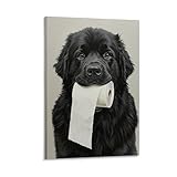 FDBEKPJY Newfoundland - Póster de lienzo con rollo de papel higiénico en la boca, pinturas decorativas para sala de estar, dormitorio, 20 x 30 cm