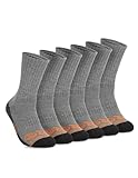 Timberland PRO Sorbtek Moisture Control Mens Socks, Arch Support, Cushioned Footbed (Size 7-12 6 Pairs), Grey, 7-12