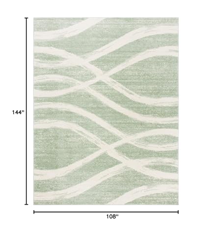 Image of SAFAVIEH Area Rug 9x12 - Adirondack Collection - Large - Sage & Cream, Modern Wave Design, Non-Shedding & Easy to Clean, Ideal for Living Room, Bedroom, Dining Space (ADR125X)