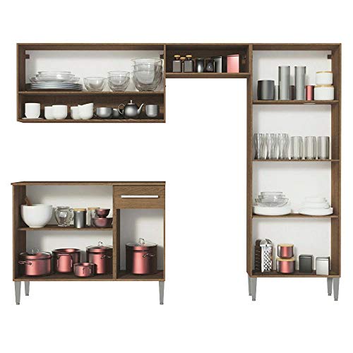 Cozinha Compacta Madesa Emilly Pop Com Armário e Balcão - Rustic/branco