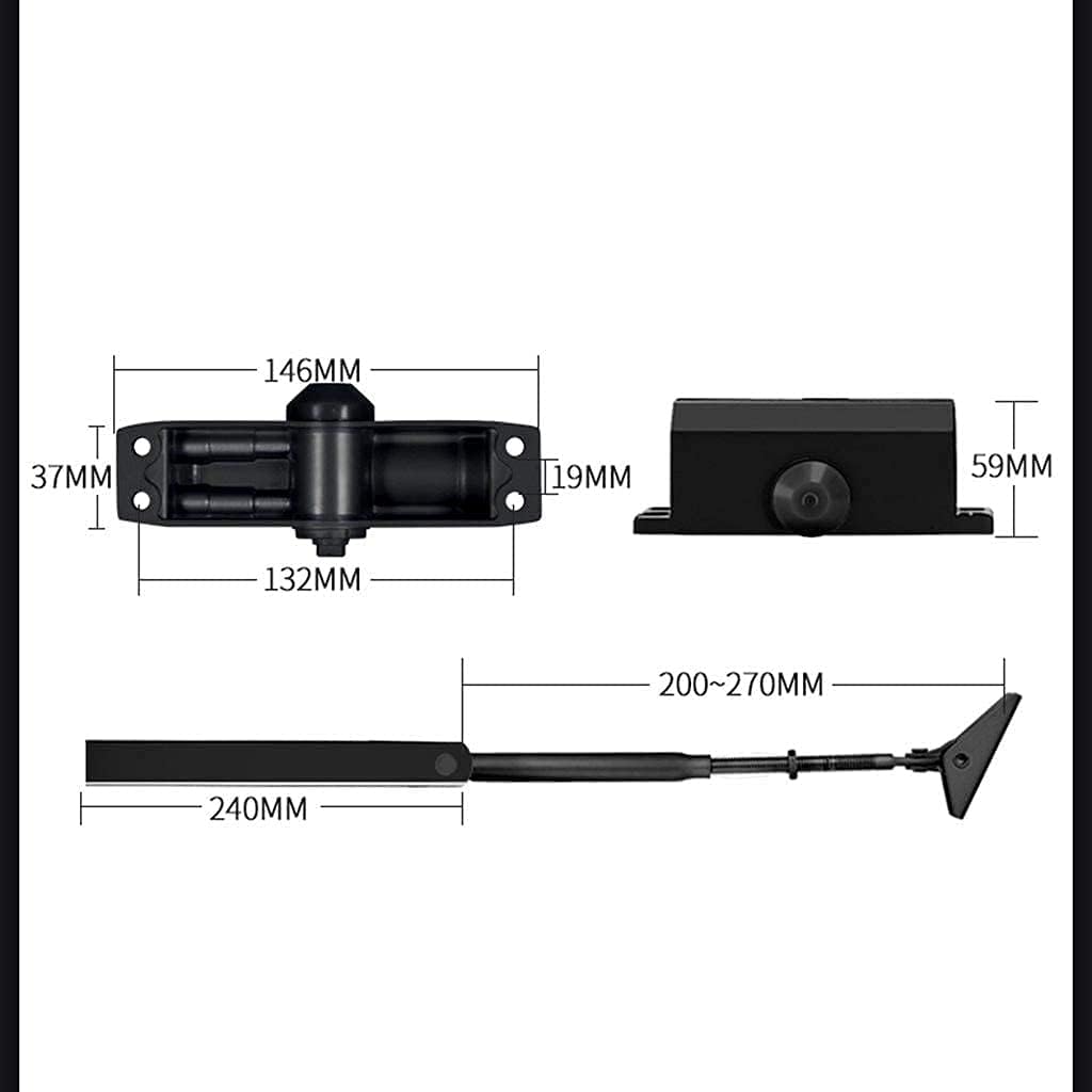 Hydraulic Door Closers, Adjustable Automatic Commercial and Fire Doors Safety Door Closer, 3 Sizes Suitable for 25~90KG Door (Color : Style 2, Size : Large) (Small|Style 1)
