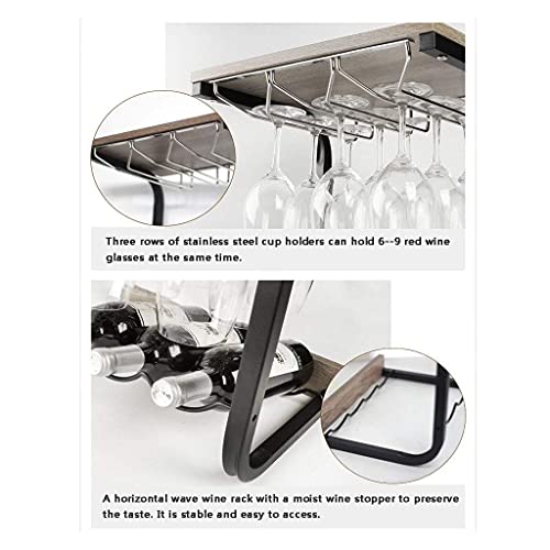 Soporte para copas de vino de hierro y madera blanco miniatura 3