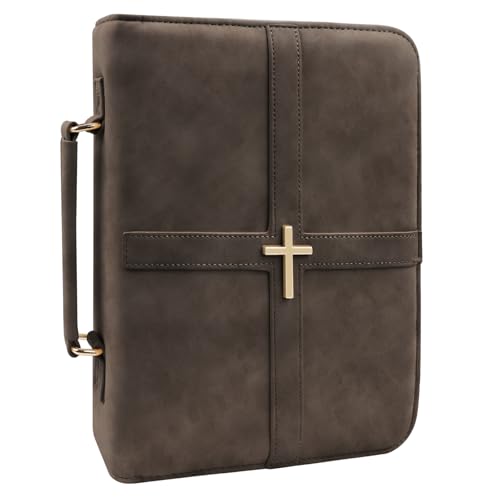 Premium Leather Bible Cover Case with Cross Design and...