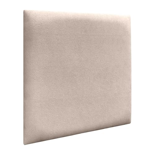 DHOME Paneles Tapizados de Tela Aqualine Autoadhesivos para Pared Acústicos Absorbentes Protección Impactos Cabeceros Decoración Hogar Dormitorio (Beige, 60x60cm)