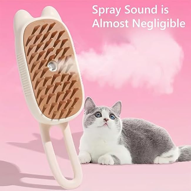 BoBow Pet Steam Brush for Dog & Cat ¨C 3-in-1 Spritz Pet Spray Hair Removal Comb ¨C Steam for Shedding & Grooming ¨C Water Brush for Long & Short Haired Pets ¨C Spritz Defur Comb (Pink)-ZpSfmqo7