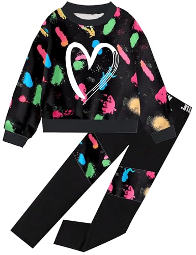 Image of Girls 2 Piece Outfits Kids Clothes Sets Sweatsuit Tracksuit Jogger Print Long Sleeve Sweatshirts Sweatpants 4-13Y