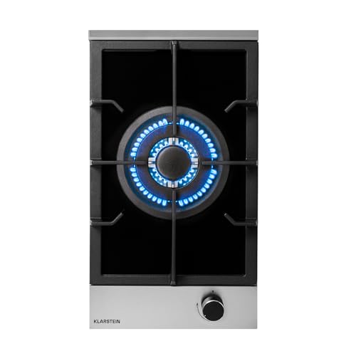 Klarstein Encimera Cocina de Gas Portatil 1 Quemadores, Placa de Gas 3.4KW para Cocina, Cocinas de Gas con Quemador Wok de Acero Inoxidable, Encimera Gas 1 Fuegos con Quemadores de Gas Camping