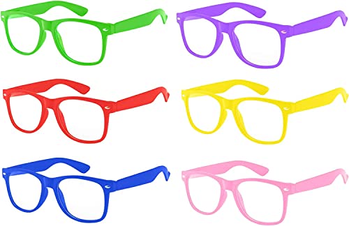 Retro 80's Vintage Clear Lens Sunglasses Colored Frame 6 Pairs for Every Day OWL ®