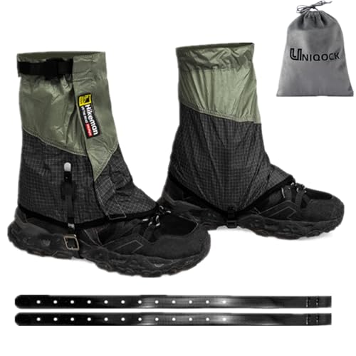[UNIQOCK] ゲイター ショート アウトドア レッグカバー 登山ゲイター ロングゲイター 登山 防水 軽量 交換用TPUベルト付き 高耐久性 着脱簡単 汚れ防止 泥除け 砂よけ 悪天候に対応 収納袋付き アウトドア 作業用 釣り キャンプ ハイキングの商品画像（Amazon）