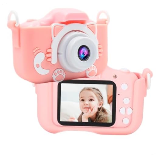 Brinquedo infantil maquina filmadora fotografica grava de verdade com jogos mini presente criança (Rosa)