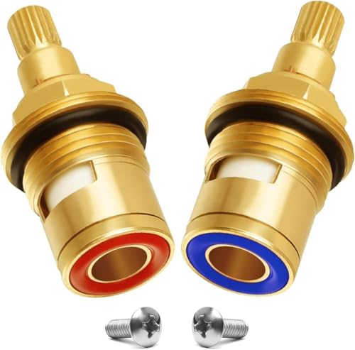 Bestgle Tete a Disques Ceramique, Paire de Cartouches Céramique Universelles de Rechange pour Robinet, Robinet de Valves de Rechange en Laiton 1/2" de Tour 20 Crans