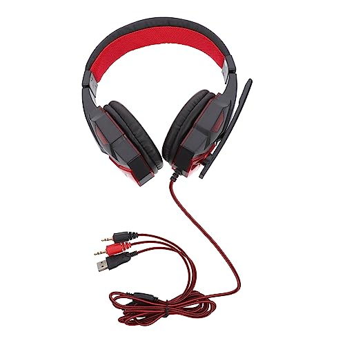 Housoutil Cuffie Da Gioco Con Microfono - Cuffie Sovraurali Cavo Usb Con Controllo Del Volume Cancellazione Del Rumore Nero E Rosso