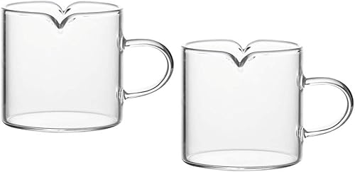 FUYU 2pcs Simple Resistente al Calor Transparente Vidrio Mini Cafetera Creamer Jarra