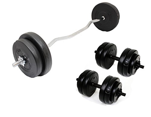 Dumbbells Curl Bar Exercise Equipment For Home Use 30kg Adjustable Dumbbells Pair Plus EZ Curl Barbell Weights Set