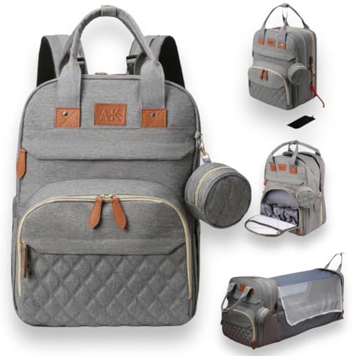 Image of Diaper Bag Backpack Waterproof Large Travel Baby Changing Bags mini Backpack with Changing Station baby shower gifts (gray)