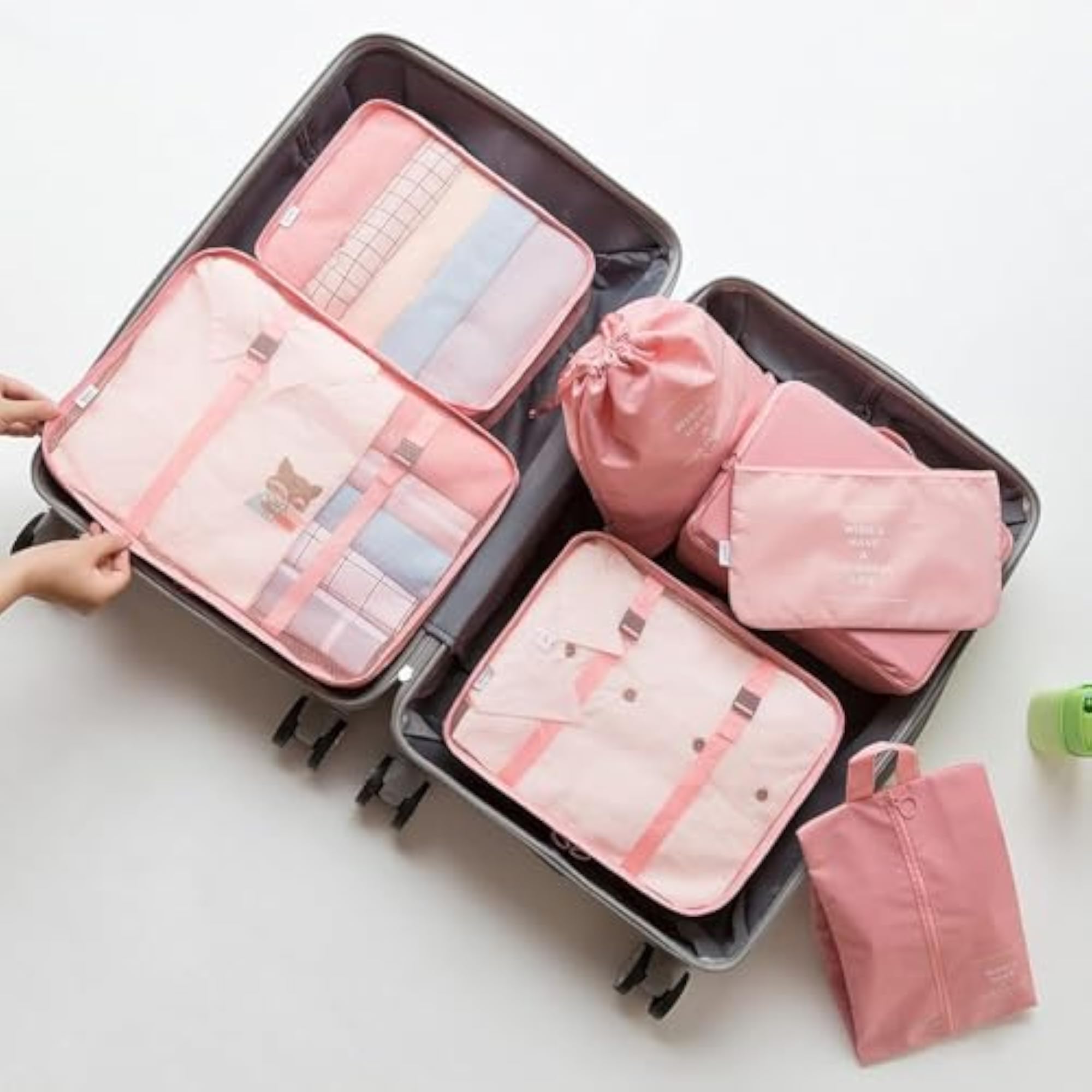 7 Set Travel Organizer Bag, 3 Packing Cubes + 3 Pouches