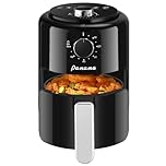 Panana Compact 2L Air Fryer,6 Preset Menus, Adjustable Timer, 0-200°C Temperature Control, Non-Stick Basket, 800W Oven Low Fat Oil Free Healthy Frying Cooker (Black, 2L)