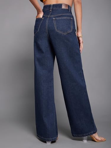 Image of Miss Chase Women's Wide-Leg High-Rise Regular-Length Stretchable Shaping Denim Jeans