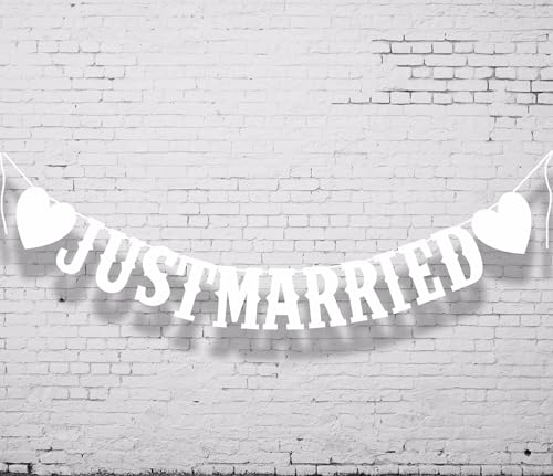 Guirnalda Boda Just Married Banderines Banderas,Decoracións Fiesta Bodas,Letras Decorativas Wedding,Tarjetas Arpillera Bunting Banner para Fiestas,Despedidas de Soltera,Banderin Recién Casados