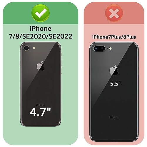 XcaseBar for iPhone SE 3rd/7/8 Wallet case with Zipper Credit Card Holder?RFID Blocking?, Flip Folio Book PU Leather Phone case Shockproof Cover Women Men for Apple SE case Rose Red