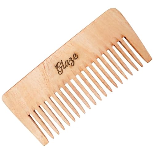 Image of Glaze Wooden Hair Shampoo Comb, Wide Tooth, Natural Wood, for Detangling Long Hair