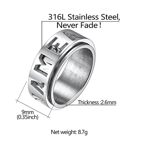 Customize Name Fidget Rings for Men Women