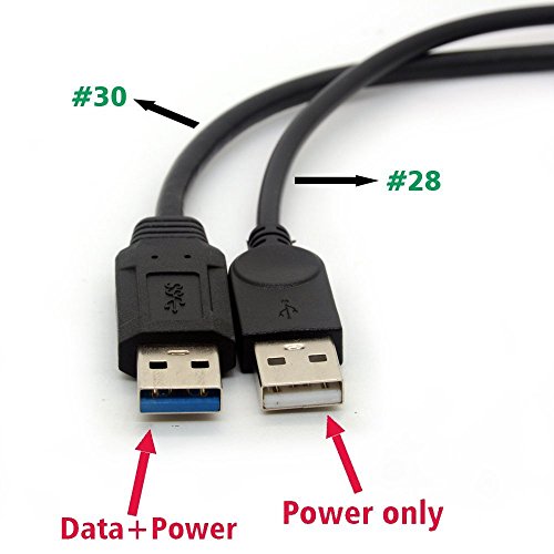 Usb 3.0 Cable Dual Power Charge Cables Y Adapter Type A Lead Male To Female Extension Code 30Cm (5Gbps Data Transfer And Charging) #TOP1