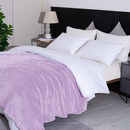 Coseybed Purple Flannel Fleece Blanket Full Queen Size - Lavender Soft Lightweight Blankets For Teen Girls Women Couch Sofa Bed 86X86 Inches #TOP4