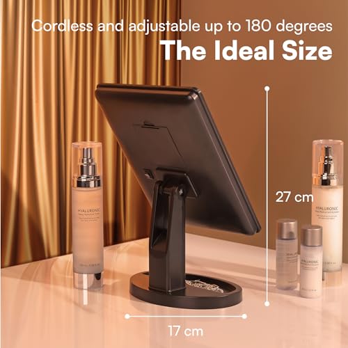 H&S Makeup Mirror with Lights - Light Up Vanity Mirror for Dressing Table Bathroom Desk - Battery Operated with LED Lights - Includes Detachable 10x Magnifying Mirror - Black - Cosy Home Interiors H&S Makeup Mirror with Lights - Light Up Vanity Mirror for Dressing Table Bathroom Desk - Battery Operated with LED Lights - Includes Detachable 10x Magnifying Mirror - Black - Image 5