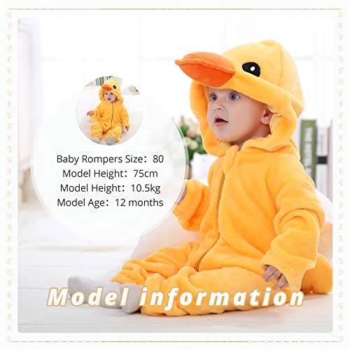 Michley Unisex Baby Costume Winter And Autumn Flannel Romper For 18-24 Months, Animal Cosplay Jumpsuit Yellow Size 100 #TOP4
