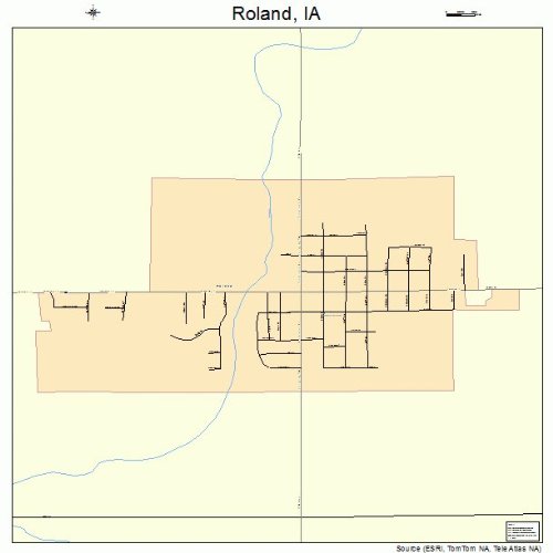 Large Street & Road Map of Roland, Iowa IA Printed poster size wall
