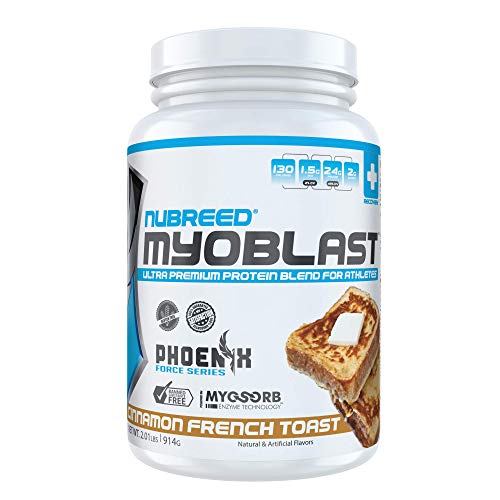 Nubreed MYOBLAST Cinnamon French Toast | Ultra Premium Protein Full Disclosure Blend - Low Carb, Low Calorie, Non-GMO, Gluten Free, No Added Sugar. Great for Weight Loss & Bodybuilding | 27sv Nubreed MYOBLAST Cinnamon French Toast | Ultra Premium Protein Full Disclosure Blend - Low Carb, Low Calorie, Non-GMO, Gluten Free, No Added Sugar. Great for Weight Loss & Bodybuilding | 27sv