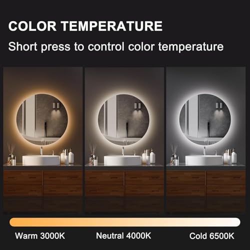 Miroir de salle de bain à LED anti-buée avec rétroéclairage réglable - 4