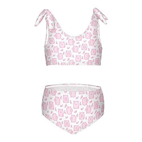 Image of Raccoon and Paw Print Pattern Girls Bikini Sets 2 Piece Swimsuits Bathing Suit Swimwear