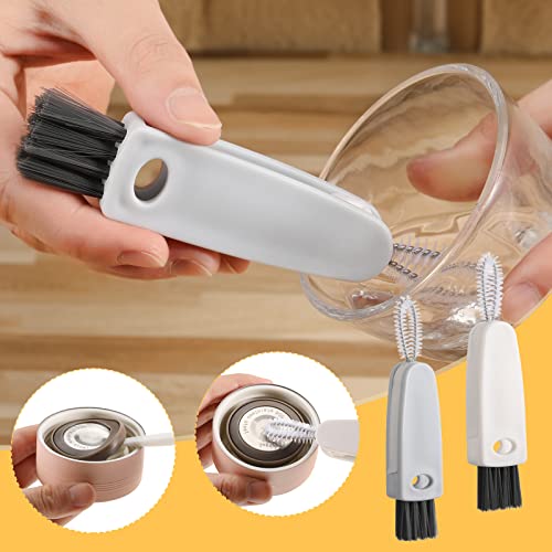 6 Pcs 3 In 1 Multifunctional Cleaning Brush Mini Glass Cover Cleaning Brush Bottle Crevice Brush Cleaner Set Bottle Cap Detail Brush For Nursing Bottle Cup Cover Lid (Orange/White/Gray) #TOP1