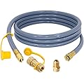 12 Feet 1/2-Inch Natural Gas Hose with Quick Connect Fitting for BBQ, Grill, Pizza Oven, Patio Heater and More NG Appliance, Propane to Natural Gas Conversion Kit - CSA Certified