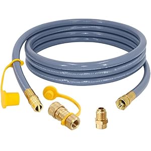 12 Feet 1/2-Inch Natural Gas Hose with Quick Connect Fitting for BBQ, Grill, Pizza Oven, Patio Heater and More NG Appliance, Propane to Natural Gas Conversion Kit – CSA Certified