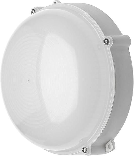 CGC White Round Oval LED Wall Ceiling Outdoor Bulkhead Light Loft Waterproof Attic Shed Conservatory Garden Porch Patio Driveway Garage (White Round)
