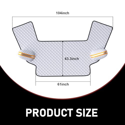 Image of Snow Windshield Cover, Three Window with Earmuffs Snow Shield, Waterproof Antifreeze Thickened Winter Protection Cover, Suitable for Most Cars (Silver)