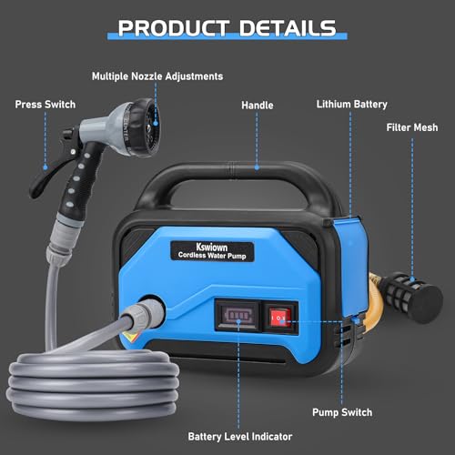 Pompe D'acqua per Makita 18V Batteria, Pompa Elettrica da Giardino a Batteria Pompa Portatile Autoadescante, 220w con Tubo di Uscita Dell'acqua 10m(Senza Batteria) - 5