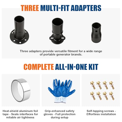 image for Stolora Generator Exhaust Extension Silencer Kit - 3 Universal Adapter